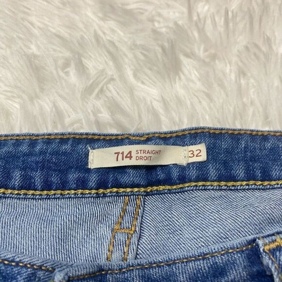 Levis 714 Straight Jeans Womens Size 32x32 Mid Rise Medium Blue Denim - Picture 3 of 11